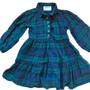 Old Navy Toddler Girl Plaid Flannel Tiered long sleeve Dress - Size 4T